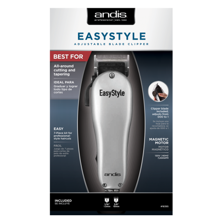 Andis EasyStyle Silver Adjustable Blade Clipper - 7 pc Kit (18395)