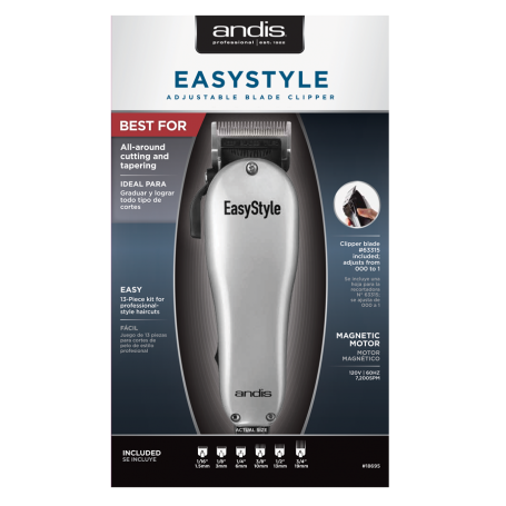 Andis EasyStyle Silver Adjustable Blade Clipper - 13 pc Kit (18695)