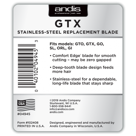 Andis GTX Deep Tooth T-Outliner Replacement Blade - Stainless Steel (04945)