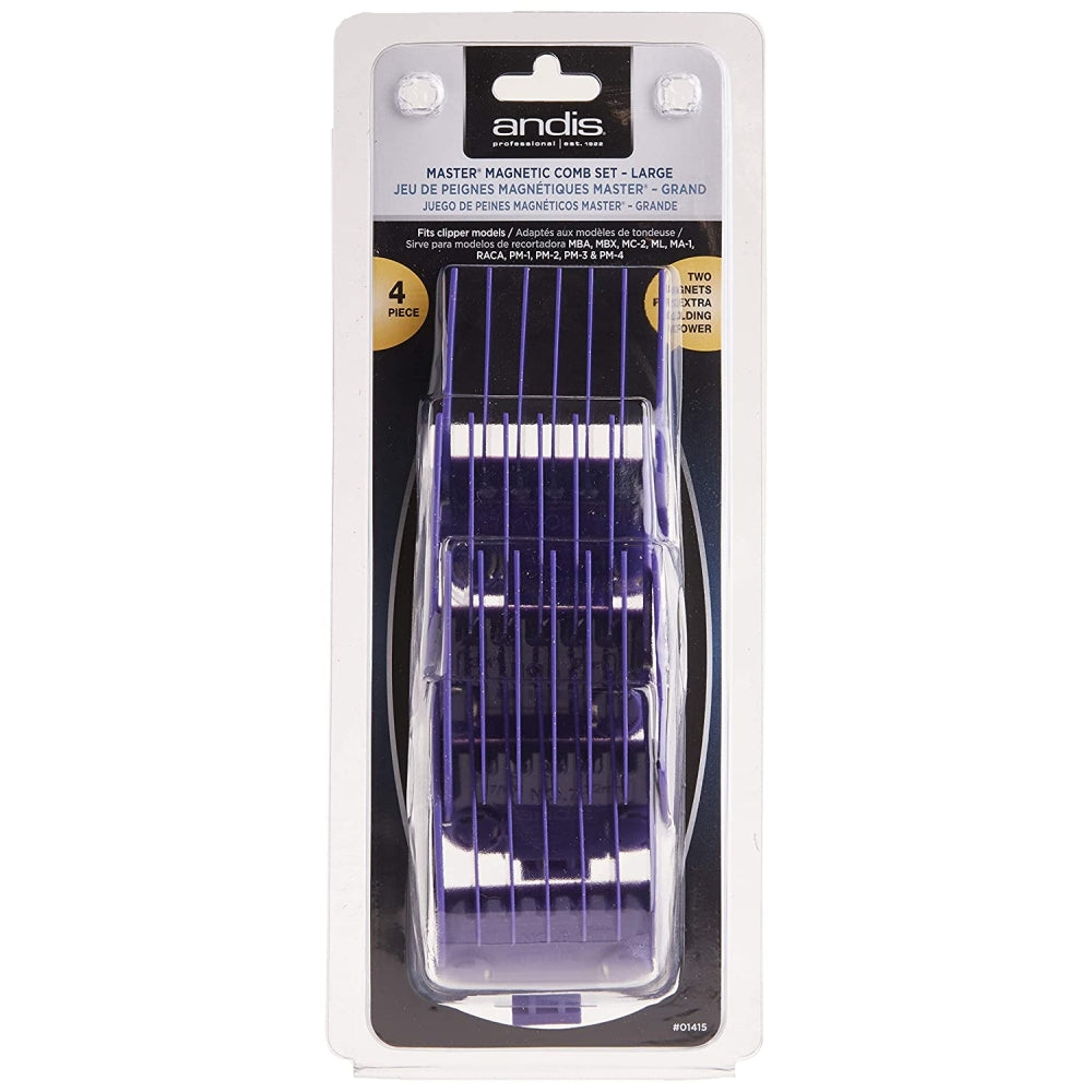 Andis Master Dual Magnet Large 4-Piece Comb Set - Purple (01415)