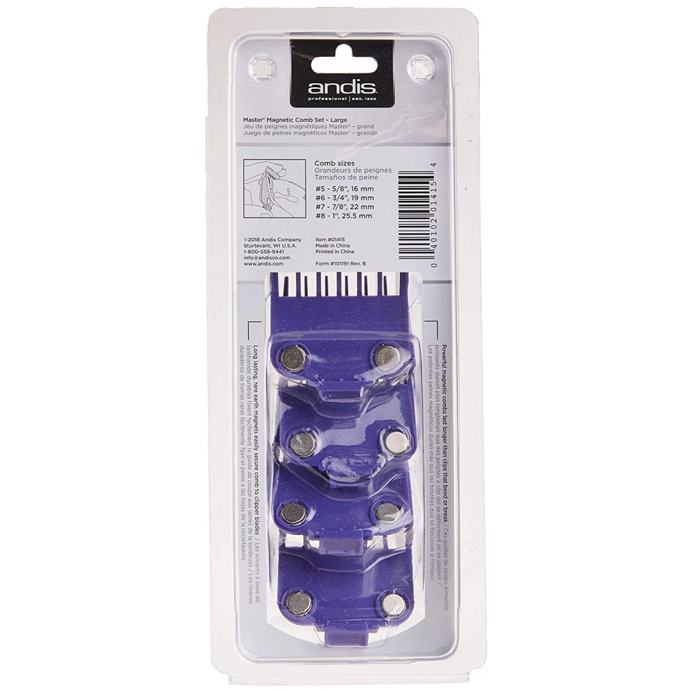 Andis Master Dual Magnet Large 4-Piece Comb Set - Purple (01415)