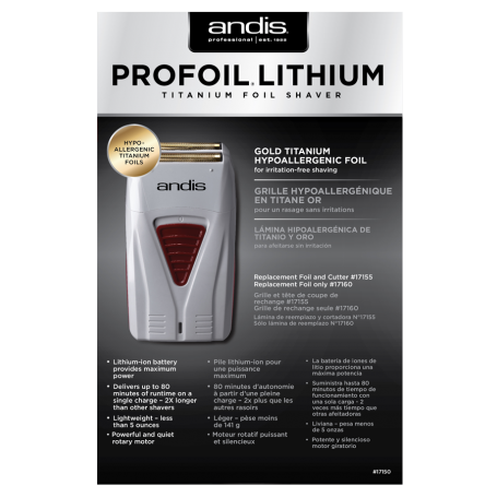 Andis ProFoil Lithium Titanium Foil Shaver - Grey (17150)