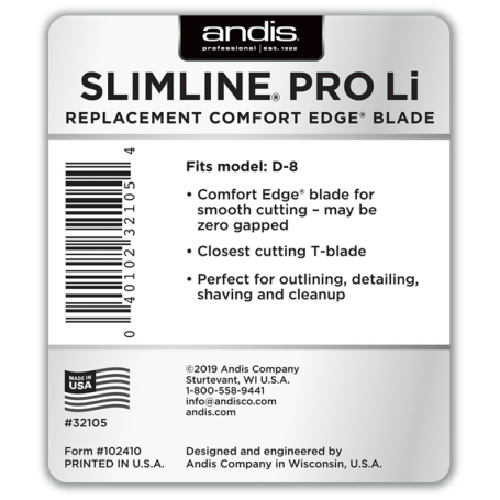 Andis Slimline Pro Close Cutting Li Trimmer Carbon-Steel T-Blade (32105)