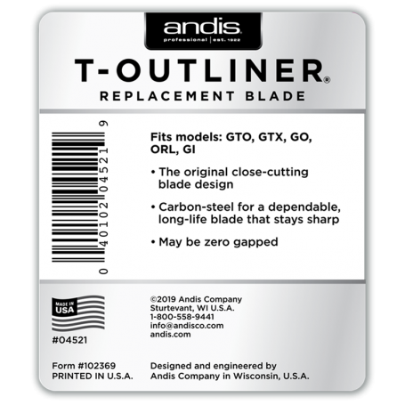 Andis T-Outliner Carbon Steel Replacement Blade (04521)