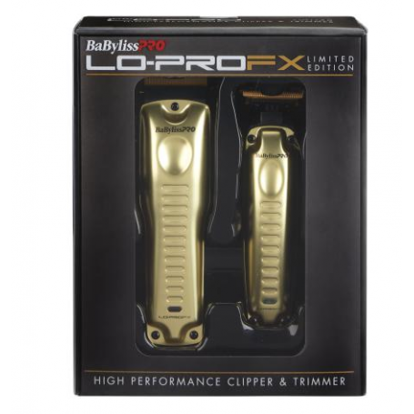 BaByliss PRO Lo-Pro FX Limited Edition High Performance Clipper & Trimmer Collection Set - Gold (FXHOLPKLP-G)