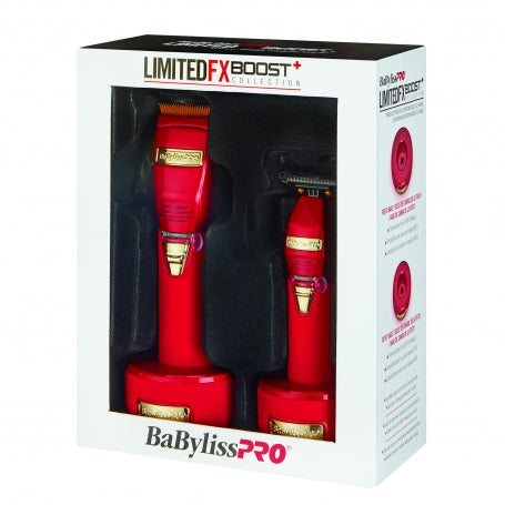 BaByliss PRO Red FX Boost+ Limited Edition Clipper & Trimmer Set (FXHOLPKCTB-R)