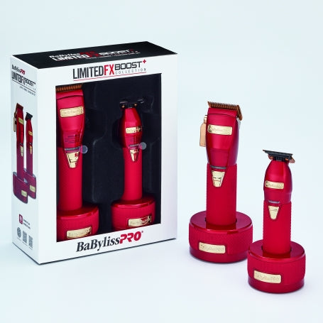 BaByliss PRO Red FX Boost+ Limited Edition Clipper & Trimmer Set (FXHOLPKCTB-R)