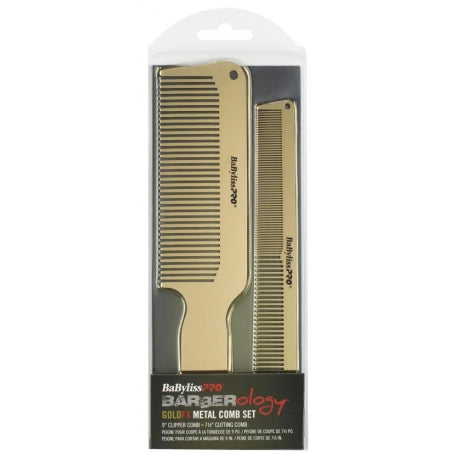 BaByliss PRO Gold FX Metal Barber Comb 2 piece Set