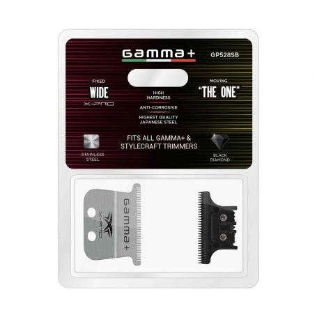 Gamma+ X-Pro Stainless Steel Blade + Black Carbon Diamond DLC The One Cutting Trimmer Blade Set (GP528SB)